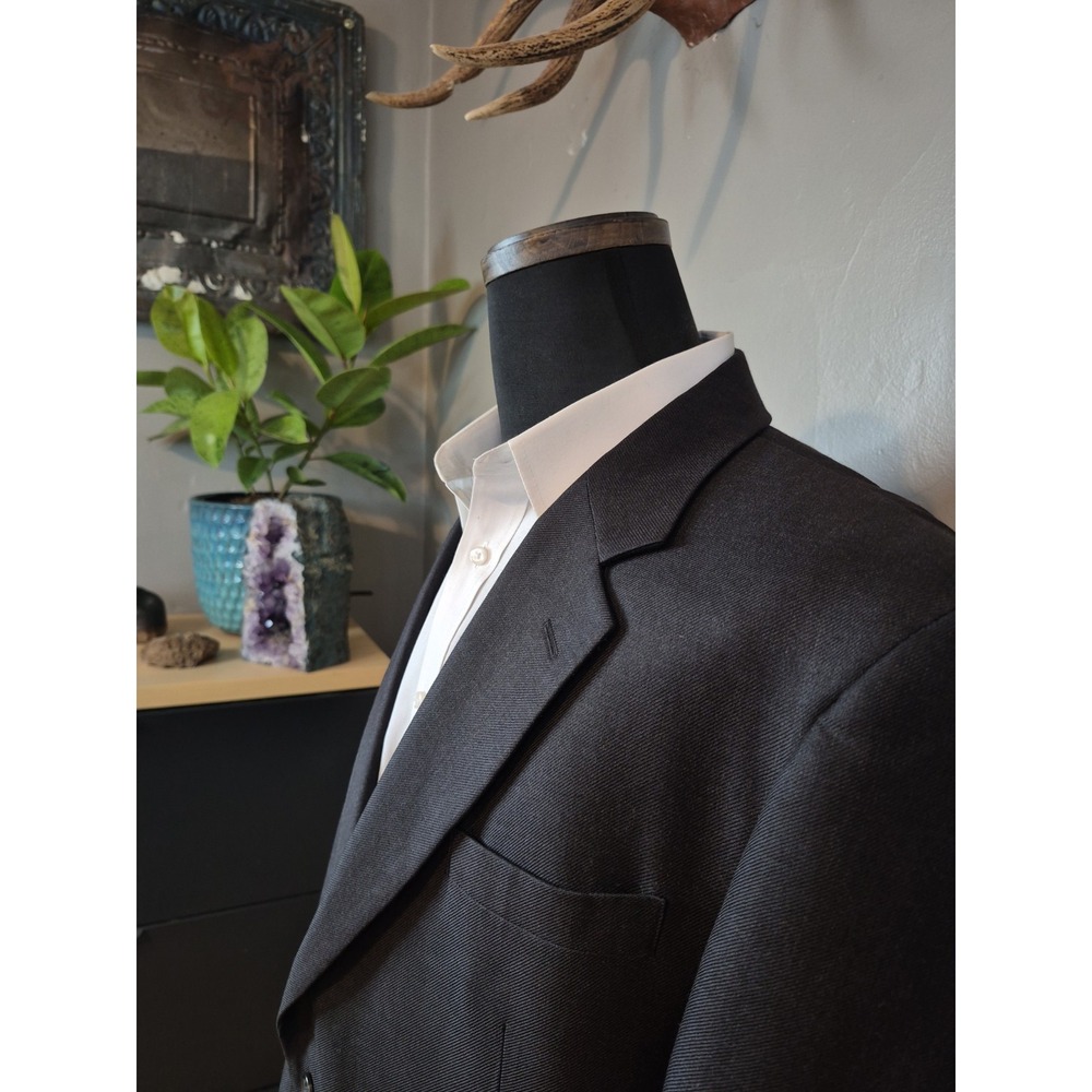 Jos A Bank Mens 46R Two Button Wool Silk Sport Coat Charcoal Black Regular Fit